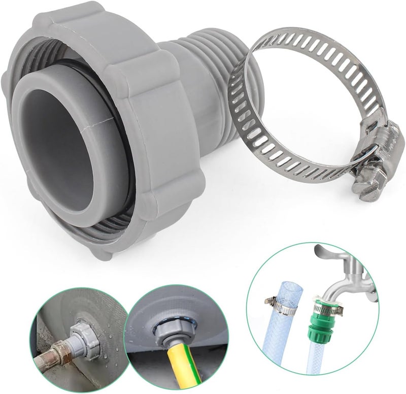 FKBAightccy Swimming Pool Drain Fitting Connects Replacement for Coleman Pool Drain Plug Connector Hose Adapter Connect to Garden Pipe with Hose Clamps - Image 1